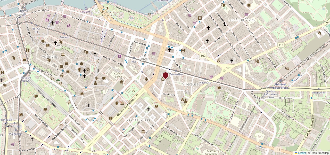 Plan du cabinet, 9 Rue de la Terrassière, 1207 Genève, quartier des Eaux-Vives à Genève